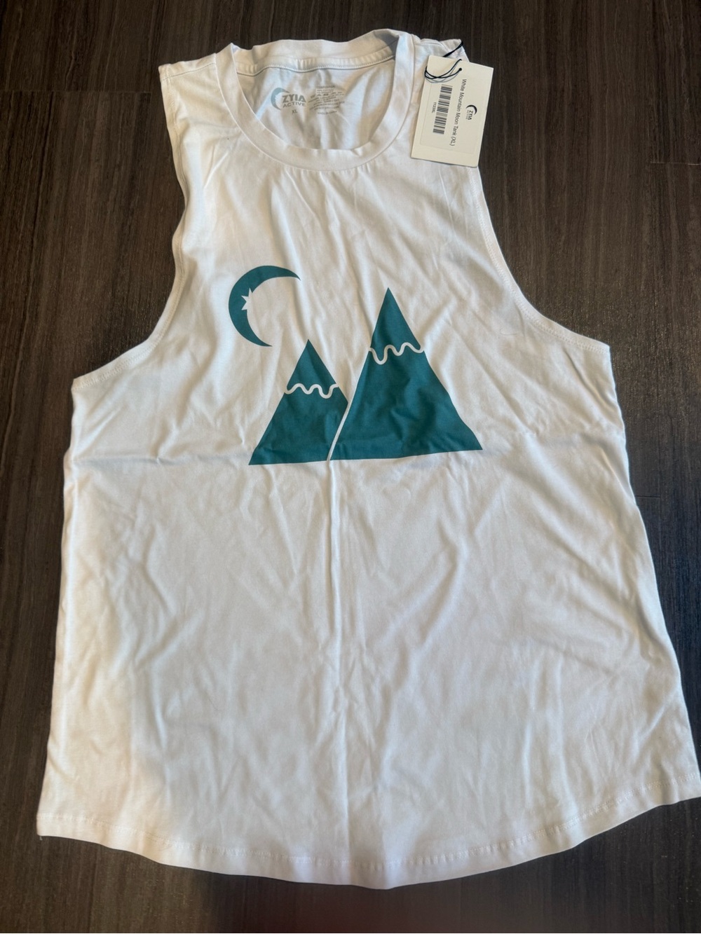 ZYIA White Tank with Teal Mountain & Moon Design